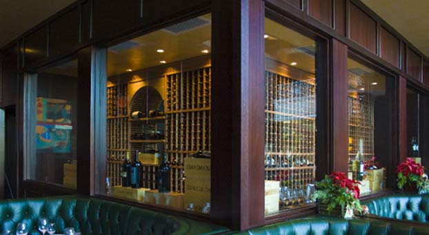 A restaurant wine cooler in Houston, Texas installed by Hou-Tex Glass & Mirror Co.