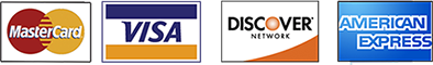 Logos for MasterCard, VISA, Discover Card and American Express