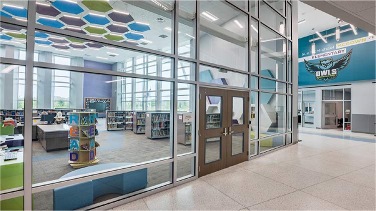 Interior glass walls installed in a school